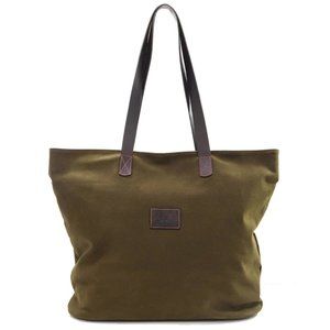 New Leather Waxed Cotton Canvas Tote Bag Khaki Green Brown (England)